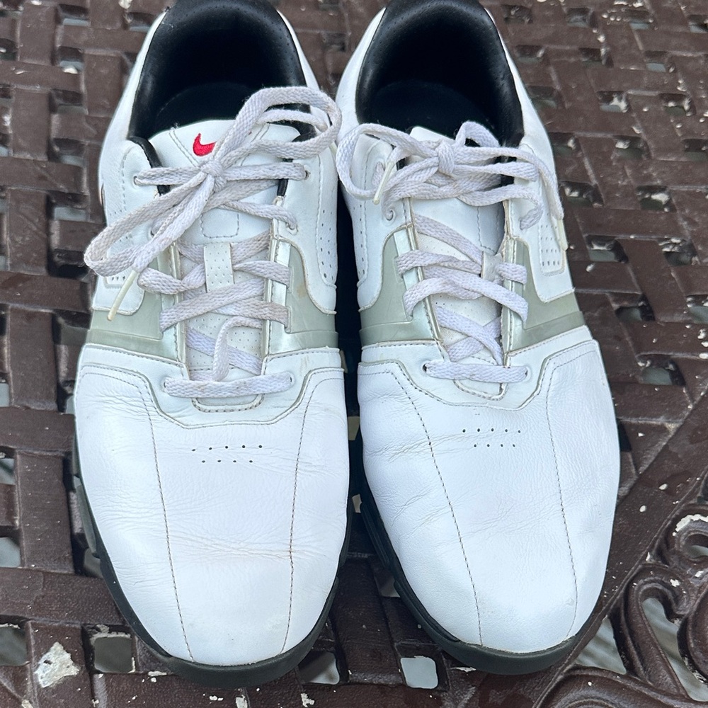 Nike White and Gray Men's Lunarlon Golf Cleats